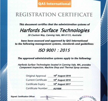 Harfords ISO 9001: 2015